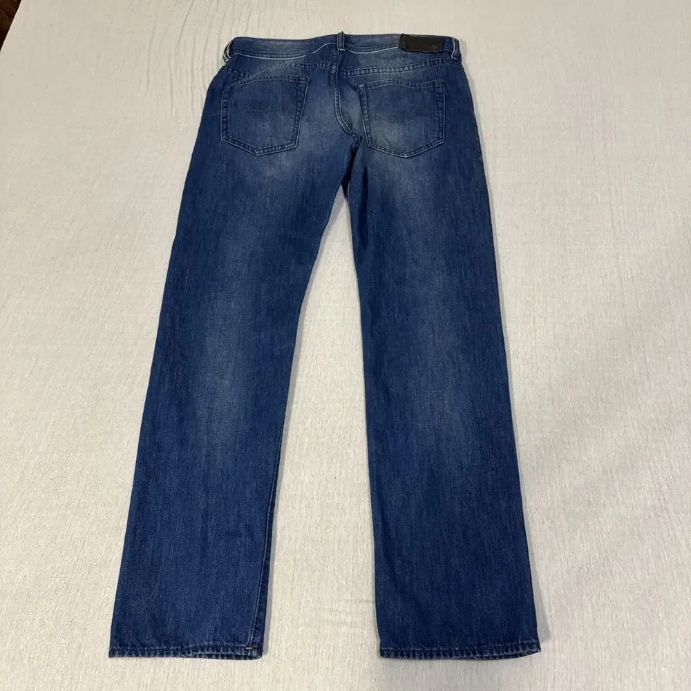 Diesel Buster Mens 34x32 Regular Slim Tapered Blue Jeans Wash 0663D EUC